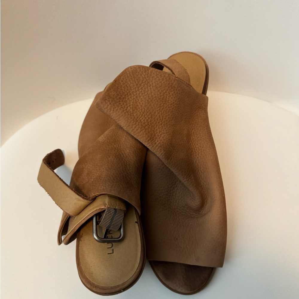 Lucky Brand Women’s Brown Leather Slide Sandals